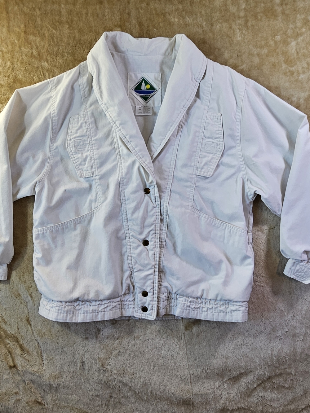 White Men’s Shawl-Collar Windbreaker Jacket